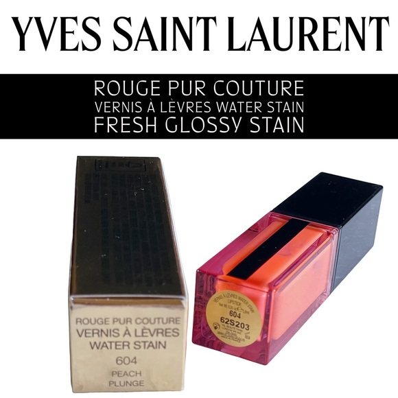 Yves Saint Laurent 🆕 Vernis à Lèvres Water Stain • Peach Plunge, No. 604 • NEW - Picture 16 of 17